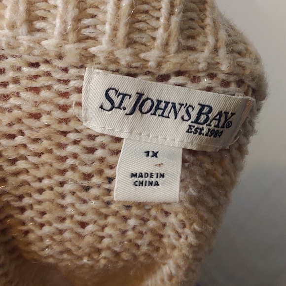 St.Johns Bay 1x Tan W Silver Threads Sweater Y2k - Picture 4 of 6